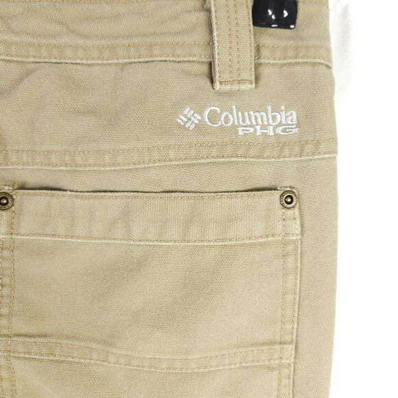 Columbia PHG Mens 40x32 Beige DOUBLE KNEE Carpenter Work Duck Hunting Jeans - Picture 3 of 8